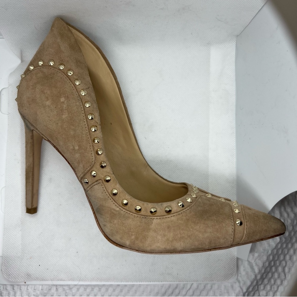 Sam Edelman Hayden Gold Studded Stiletto Pumps Heels Pointed Toe, Sz 6.5
